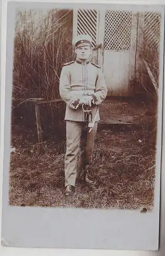 63319 Foto Ak Soldat mit Offiziersdegen Sachsen um 1915