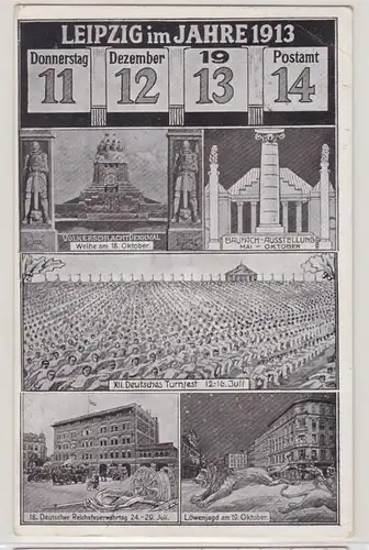 87534 Multiages AK Leipzig - Carte d'annulation de la date 11.12.13 14 - Célébrations en 1913