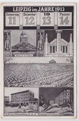 77056 Mehrbild AK Leipzig - Datumsanlasskarte 11.12.13 14 - Anlässe im Jahr 1913