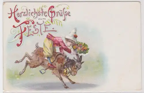 25991 Artiste Ak Lithographie Salutations les plus cordiales à la fête vers 1900