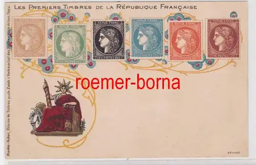 8455 Ak Lithographie Les premiers timbres de France vers 1900