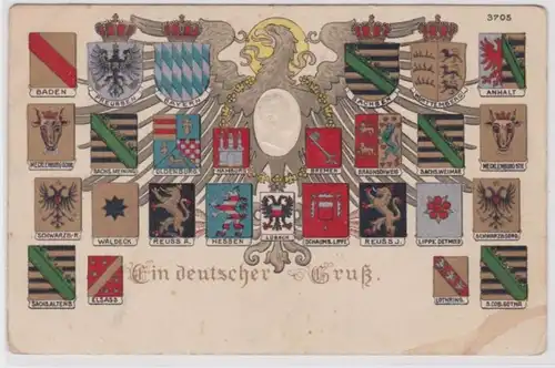 93667 Wappen Ak Ein deutscher Gruß Adler und Wappen um 1920