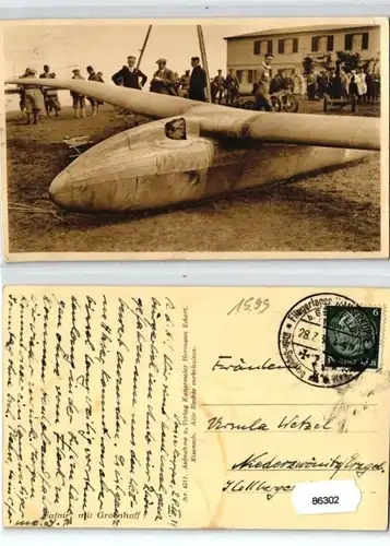 86302 Foto Ak Segelflugzeug 'Fafnir' mit Groenhoff 1934