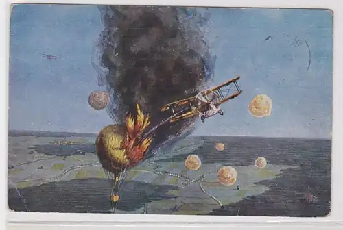 57196 militaire Ak Dt. Carte aérienne, peintre Schulz-Kühn Série 1, carte n° 4 1916