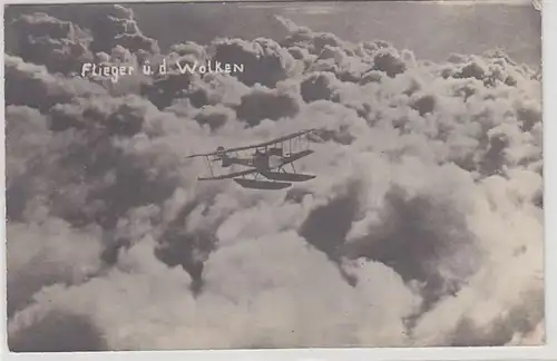 54376 Foto Ak Flieger über den Wolken Flugboot um 1910