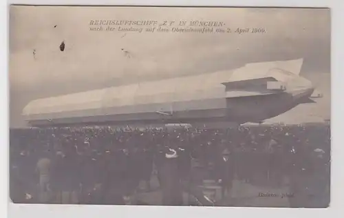 89524 Ak Reichsluftschiff 'Z I' in München nach Landung auf Oberwiesenfeld 1909