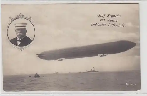 67775 Photo Ak Graf Zeppelin avec son dirigeable dirigeur dirigeant 1908