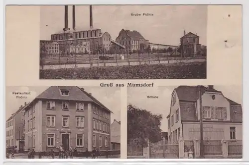 95123 Mehrbild Ak Gruß aus Mumsdorf Grube Phönix, Restaurant, Schule 1922