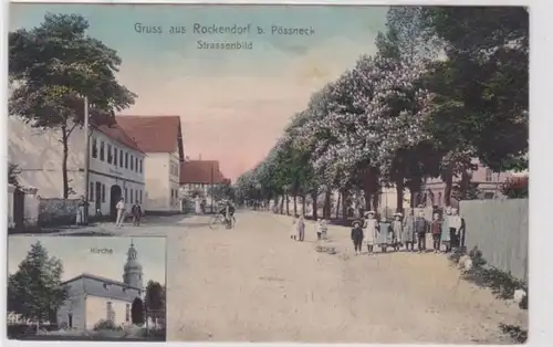94147 Mehrbild Ak Gruß aus Rockendorf bei Pössneck Strassenbild, Kirche 1908