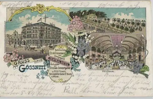 92150 Ak Lithographie Gruss aus Gössnitz 'Central Hotel' 1911