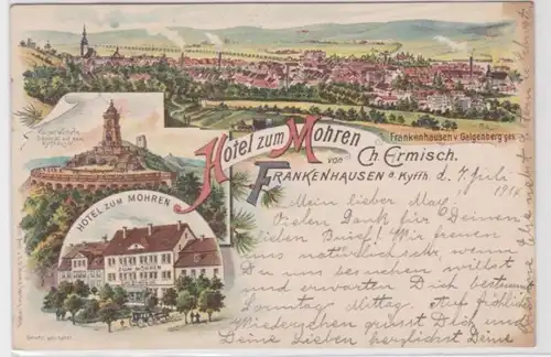 90600 Ak Lithographie Frankenhausen am Kyffhäuser Hotel zum Mohren 1914