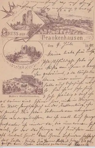 87698 Vorläufer Ak Gruß aus Frankenhausen Kyffhäuser usw. 1893