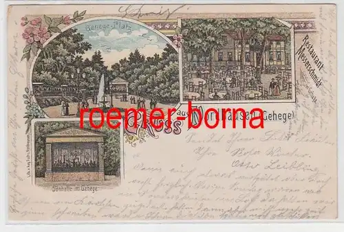 74222 Ak Lithografie Gruss aus Nordhausen (Gehege) Restaurant Messerschmidt 1903