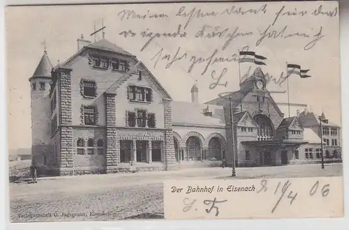 69094 Ak Der Bahnhof in Eisenach 1906
