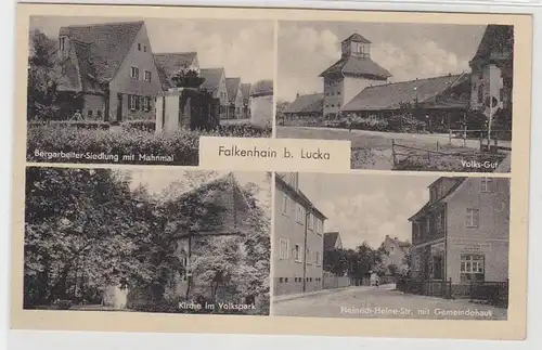 68236 Mehrbild Ak Falkenhain bei Lucka Bergarbeitersiedlung mit Mahnmal