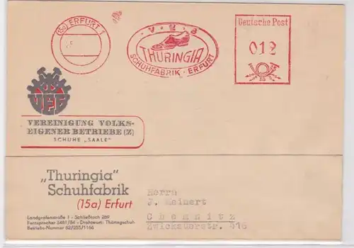 66999 Firmen Karte Erfurt VEB 'Thuringia Schuhfabrik' 1952