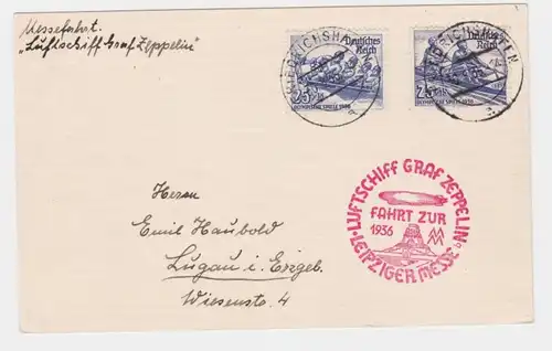 93719 ZEPPELINPOST Luftschiff LZ 127 Graf Zeppelin Messefahrt 1936 Leipzig Messe