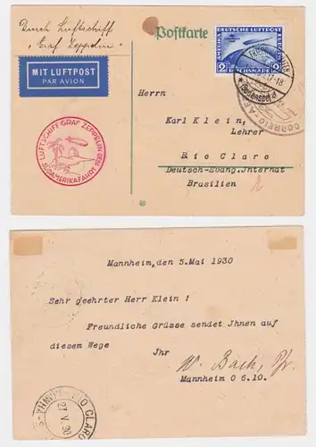 60673 ZEPPELINPOST Luftschiff Graf Zeppelin LZ127 Südamerikafahrt 1930 2 RM