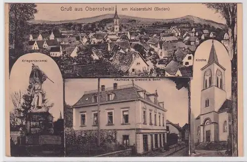 86091 Mehrbild AK Gruß aus Oberrotweil am Kaiserstuhl (Baden) - Kaufhaus, Kirche