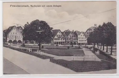 69382 Ak Freudenstadt Place du marché avec de nouvelles installations 1919