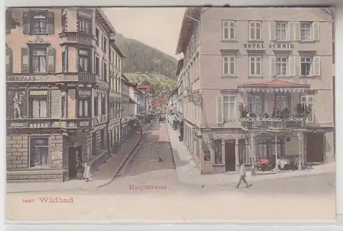 57694 Ak Wildbad Hauptstrasse avec Hotel Schmid vers 1910