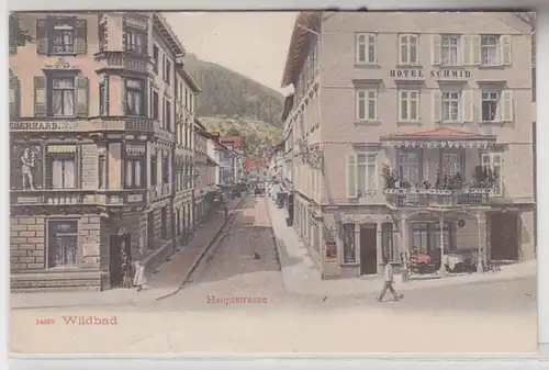 57694 Ak Wildbad Hauptstrasse mit Hotel Schmid um 1910