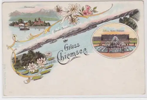 93296 Mehrbild Ak Gruss vom Chiemsee um 1900