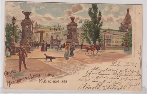 91925 AK Gruss von der Maschinen-Ausstellung München 1898