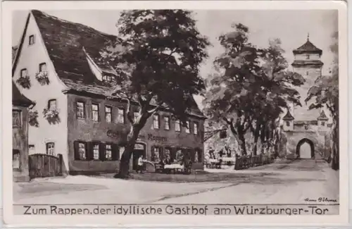 91028 Ak Rothenburg o.d.Tauber Gasthof 'Zum Rappen' 1955