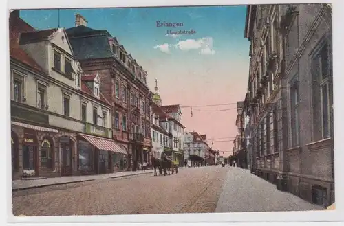 90486 Feldpost Ak Erlangen Route principale avec magasins 1917