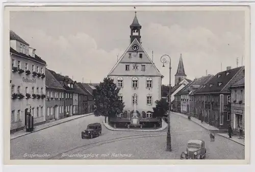 90481 Ak Grafenwöhr Hindenburgplatz avec mairie 1938