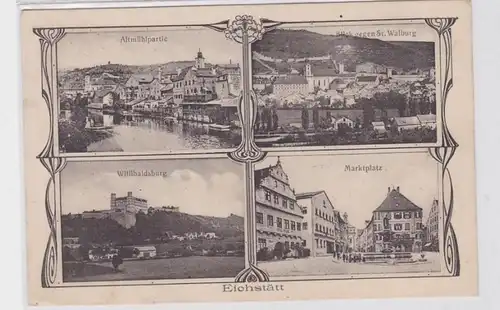 89343 Multi-phot posté AK Eichstätt - Willibaldsburg, Markt, Altmühlpartie 1916