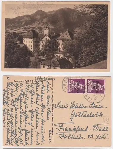 85789 Ak Lengries Château de Hohenburg avec belle francature 1921