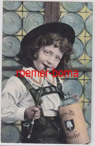 84789 Publicité Ak Enfant avec la cruche de bière Bêches Bräu Munich 1908