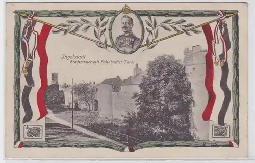 77566 Patriotika AK Ingolstadt - mur de la ville avec la tour de Fallnbach 1917