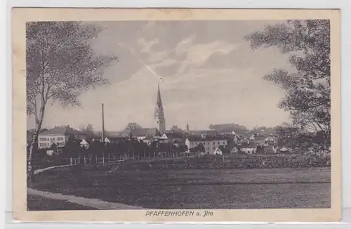 77358 Poste de terrain AK Pfaffenhoffen à la vue de la ville Ilm avec l'église 1916