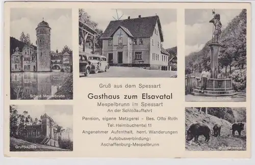 70647 Ak Salutation du Spessart Mespelbrunn Hostal à l'Elsavatal 1954