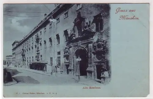 68220 Carte de la Lune Salutation de Munich ancienne résidence vers 1900