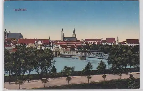 66855 Feldpost AK Ingolstadt - Vue sur la ville avec le Danube et l'église 1916