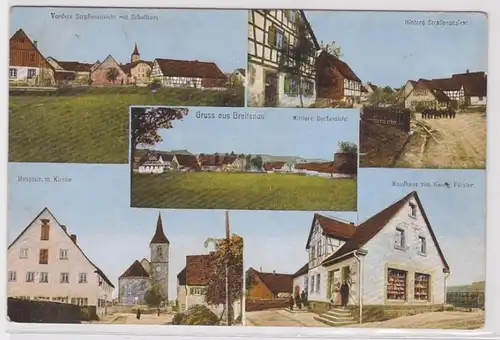 58340 Salutation multi-image Ak en Breitenau grand magasin, maison scolaire, etc. 1911