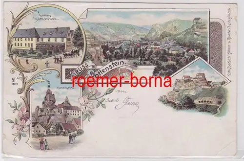 56879 Ak Lithographie Gruß aus Pottenstein Gasthaus usw. 1898