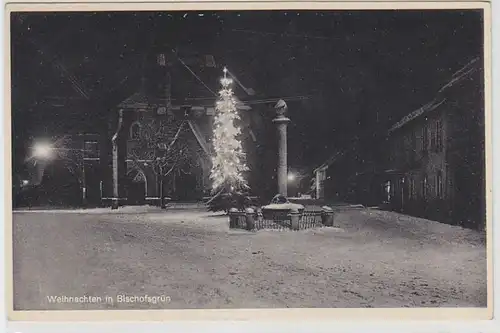 47654 Foto Ak Weihnachten in Bischofsgrün unter Schneedecke um 1940