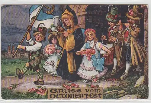 44327 Artiste-Ak Gruss de Oktoberfest Munich 1920