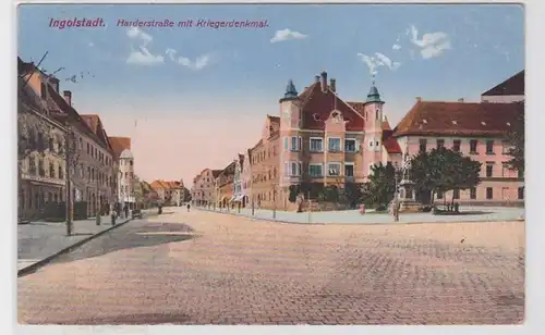43858 Feldpost AK Ingolstadt - Harderstraße avec monument guerrier 1915