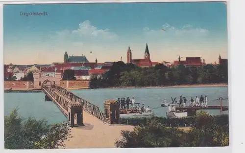 43422 Feldpost AK Ingolstadt avec une partie Danube et panorama urbain 1915