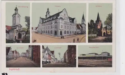 42786 Mehrbild AK Ingolstadt - Schloß, Postamt, Kreuztor & Straßenansichten