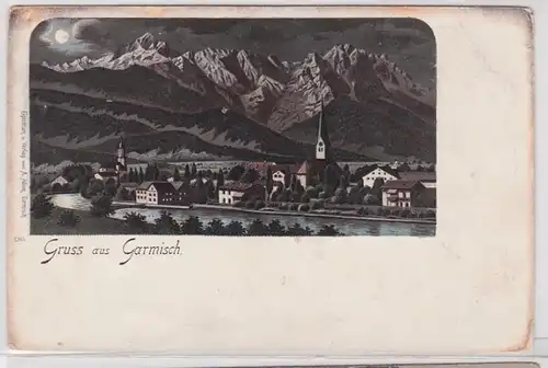 41059 Lune clair d'Ak Gruss de Garmisch vers 1900
