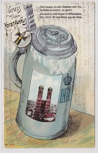 21316 Grage Ak Salutation du Hofbräushaus Munich Bierkrug 1921