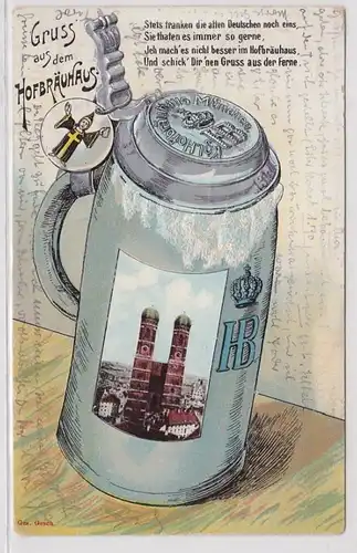21316 Präge Ak Gruß aus dem Hofbräuhaus München Bierkrug 1921