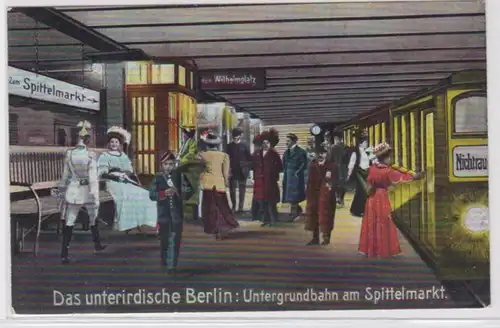 92966 Ak Das souterrain Berlin: Untergrünbahn am Spittelmarkt vers 1910